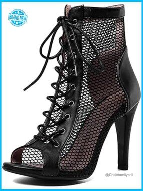 Classic Gladiator Sandals Summer Booties Breathable Mesh Heeled Dance Shoes